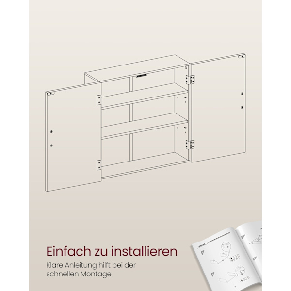 Rootz Dove Grey Badeværelsesskab - Opbevaringsorganisering - MDF møbel - 18cm x 60cm x 60cm - Letvægts - Nem montering