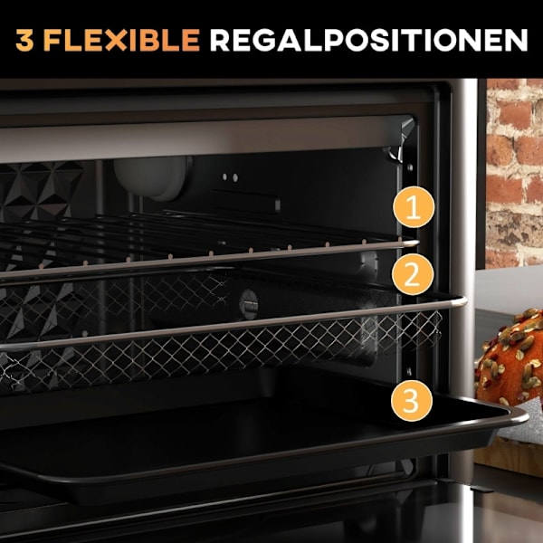 Rootz Black Mini Ugn - Air Fryer - Bänkskiva - 6 förinställningar - Jämn matlagning - Sparar tid och energi - 33,5 cm x 32 cm x 32,5 cm