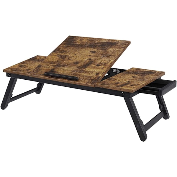 Rootz Laptop Bord - Laptop Stand - Notebook Bord - Morgenmadsbakke - Foldbare ben - Højdejusterbar - Op til 14,3 tommer - Brun - Sort - 71 x 35 x 23 c