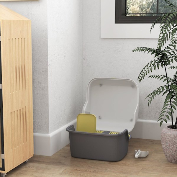 Rootz Cat Litter Box med låg - Låsbar og let at rengøre - dækket - 50 cm x 50 cm x 39 cm