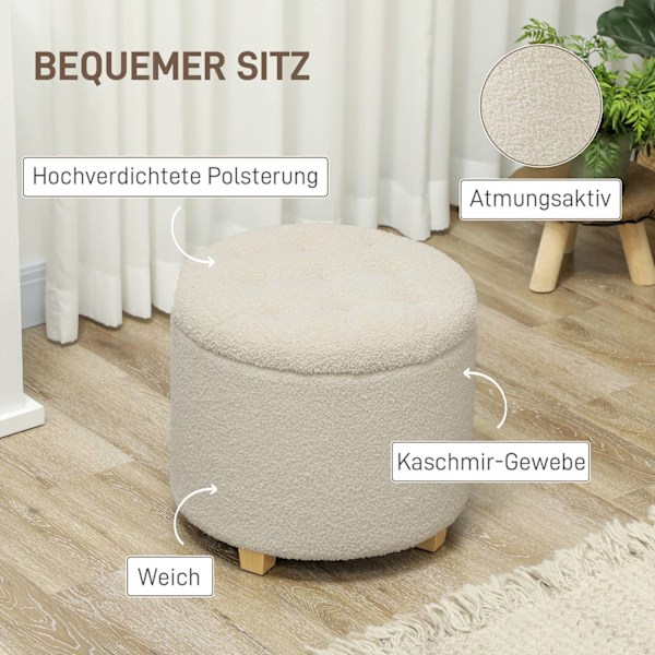 Rootz Round Stole With Storage - FootSnol - Ottoman - Rummelig 31,8L Storage - Ø45 X 41H CM - Brun