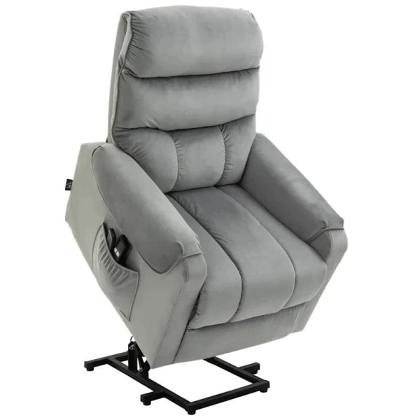 Rootz Stand-up Aid Relax Chair - Power Lifting Chair - Massagestol - El-stol - Tv-stol med massagefunktion - Lysegrå - 79 x 97 x 103 cm