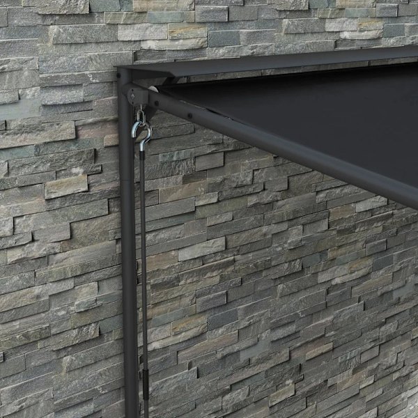 Rootz Pergola - Aurinkosuoja - Säänkestävä - Käsikampi - Säädettävä liukukatto - Teräs+polyesteri - Tummanharmaa - 396L x 302L x 210/280K cm