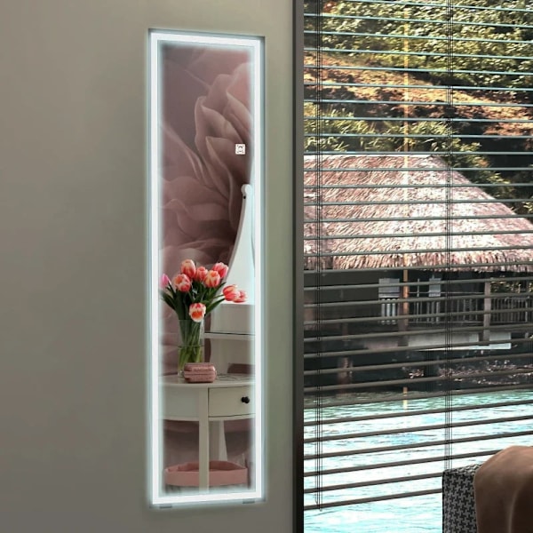 Rootz Ståspegel - Väggspegel - Helkroppsspegel - Med lysdioder - Härdat glas - Vit + Silver - 40 cm x 150 cm