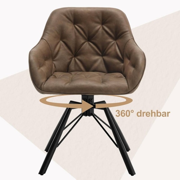 Rootz matstol - köksstol - snurrstol - konstläder - 57,5 ​​cm x 82,5 cm x 53 cm