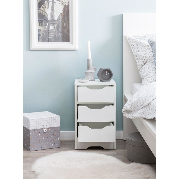 Rootz natkonsol 31x49x31 cm hvid mat med 3 skuffer - Hvidt sengebord med opbevaringsplads - Natbord Simple Modern - Natbord Klein - Natbord soveværels