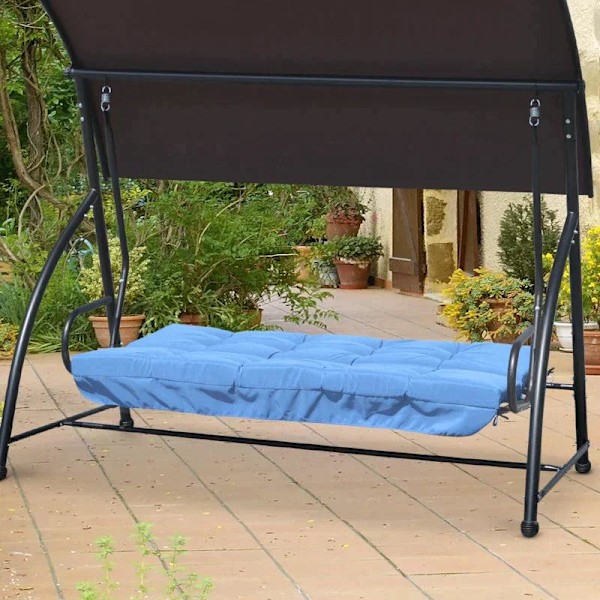 Rootz Sittdyna - Dynsats - Stolsdyna - Gungdyna - Kuddesits - Trädgårdsgungdyna - Ryggkudde Sidokudde - Blå - 170L x 100W x 8H cm