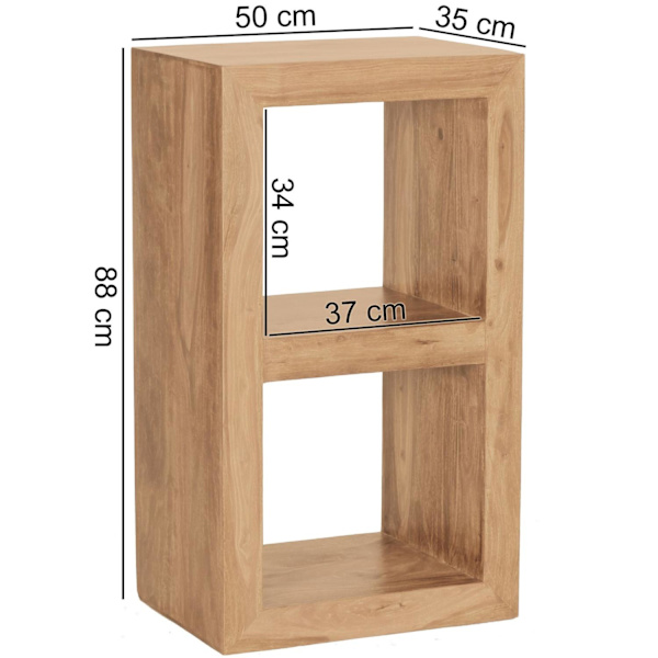 Rootz teline hylly massiivipuu akaasia 88 cm korkea 2 hyllyä design puuhylly luonnontuote sivupöytä maalaistalon tyyliin