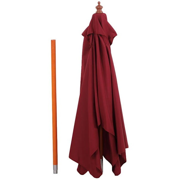 Nancy's Arvin Parasol - Tuinparasol - Zonwering - Opvouwbaar - 3 Niveauer - Hout - Polyester - Wijnrood - 200 x 150 x 230 cm