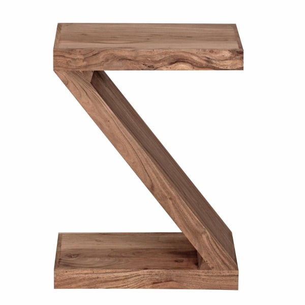 Rootz sidobord massivt trä akacia Z Cube 60 cm högt vardagsrumsbord design brunt soffbord i lantlig stil