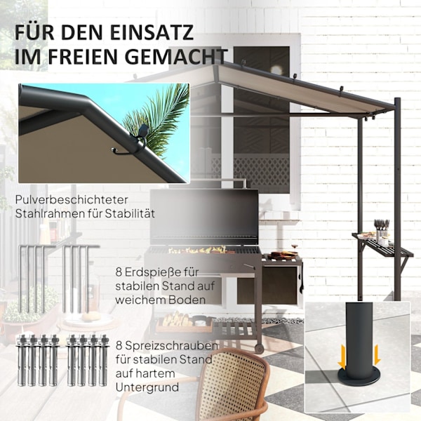 Rootz Grill Tält Gazebo - Pavilion Shelter - väderbeständigt tak - Skyddsdesign - 277 x 149 x 230 cm