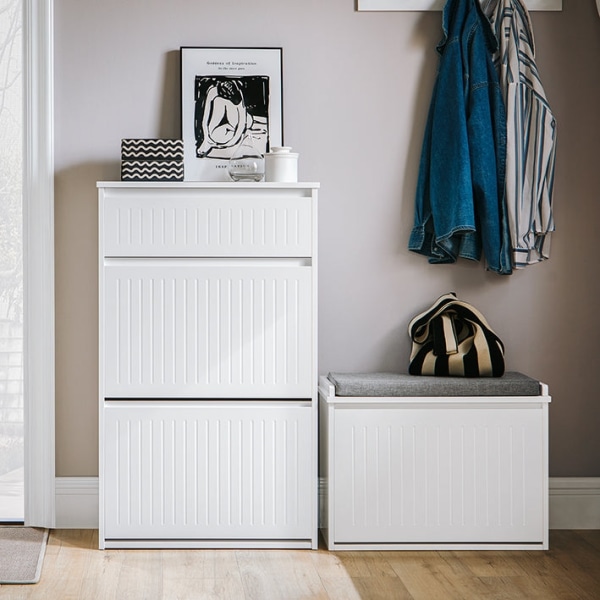 Rootz Shoe Tipper Cabinet - Skoställ - Skoförvaringsorganisator - Mångsidig förvaring - Enkel montering - Slitstarkt MDF-material - 61cm x 100cm x 26c