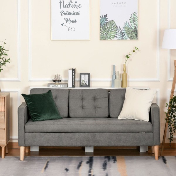 Rootz Soffa - 3-sits - Dubbel bäddsoffa - Grå - 166,5 x 62 x 82 cm