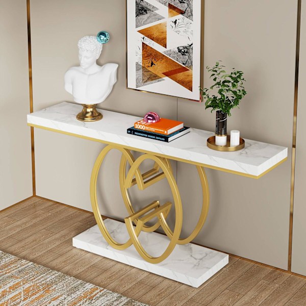 Rootz konsolbord - Hallbord - Entrébord - Skiva i konstmarmor - Rymlig och stilren design - 35 cm D x 150 cm B x 80 cm H