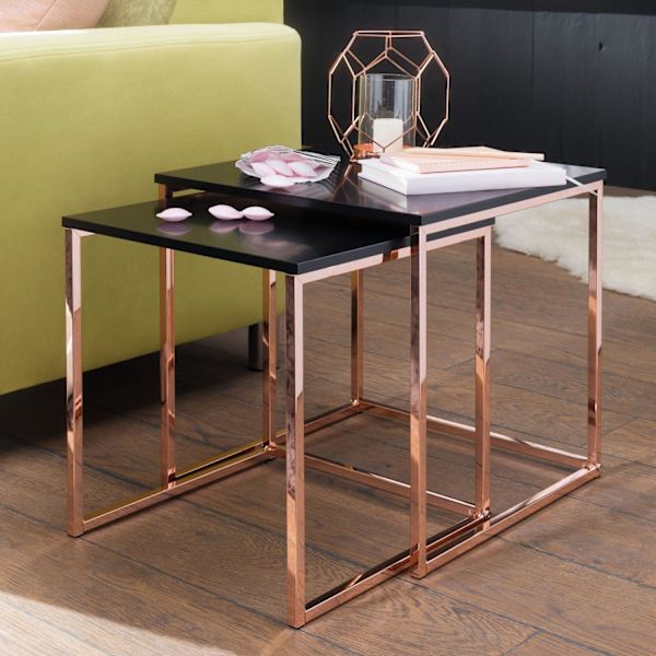 Rootz sidobord - Soffbord - Set med 2 - Moderna bord - Metall - Svart - Koppar