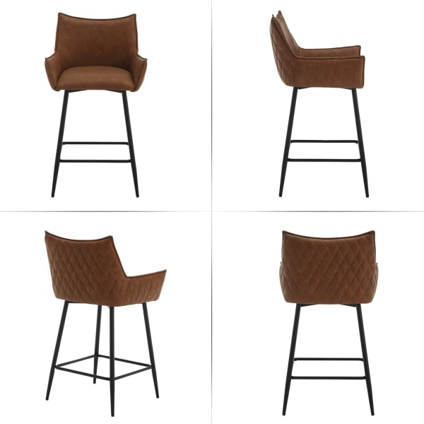 Rootz Vintage keinonahkainen baarijakkara - Työpöytäjakkara - Retro baarijakkara - Ergonominen muotoilu - Tukeva rakenne - Tyylikäs tyyli - 51cm x 90c
