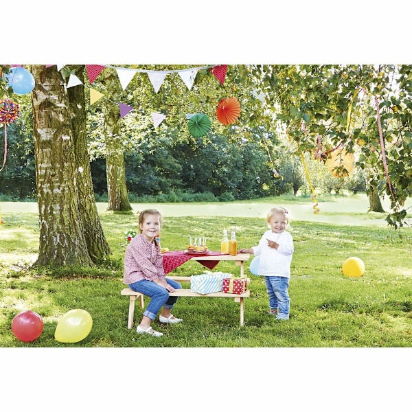 Rootz picknickbänk för barn - Utomhusbord för barn - Lekbänk i trä - massivt trä - 90 cm x 79 cm x 50 cm