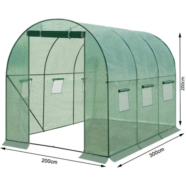 Rootz Premium Large Greenhouse - Trädgårdsinhägnad - Planthus - Optimal tillväxt, hållbar, enkel montering - 300 cm x 200 cm x 200 cm - Galvaniserat s