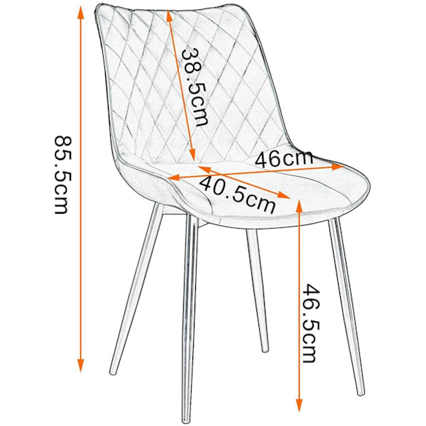Rootz sæt med 4 spisestuestole - Moderne stole - Stilfulde siddepladser - Holdbart kunstlæder - Ergonomisk design - Nem montering - 85,5 cm x 46 x 40,