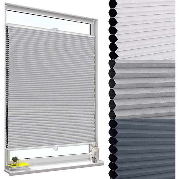 Rootz Dobbelt plisserede Honeycomb Persienner - Privatpersienner - Lysblokerende skærme - Energieffektiv - Børnesikker - Let at rengøre - 45-120 cm x