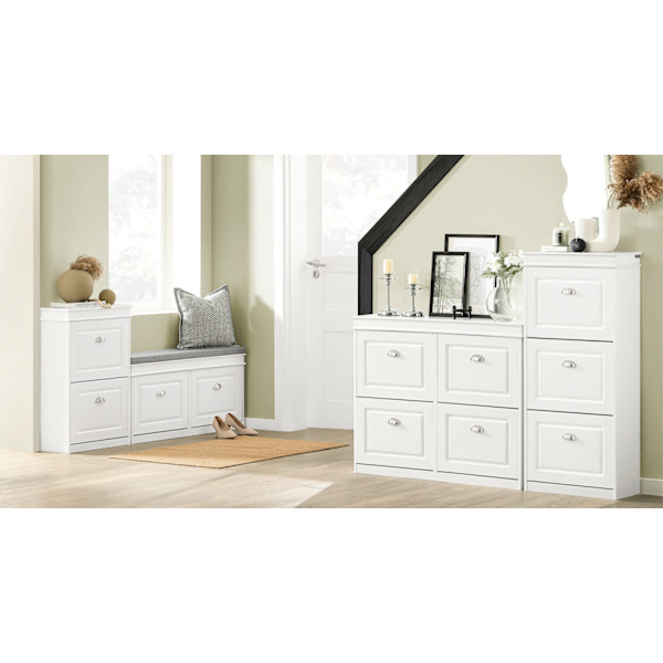 Rootz Skoskåpsbänk - Skoförvaring - Entrébänk - FSC-certifierad - Utrymmesbesparande design - Bekväma sittplatser - 104cm x 52cm x 24cm