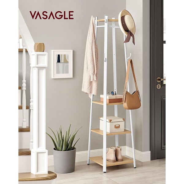 Rootz Knagerække - Eg Hvid - Spånplade stål - Entryway Organizer - Pladsbesparende - Nem montering - 43cm x 43cm x 180cm