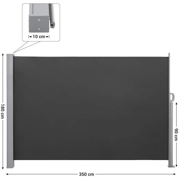 Rootz Privacy -näyttö - Sivumarkiisi - Aurinkosuoja - Parveke - Terassi - Puutarha - Taupe - 180 x 350 cm