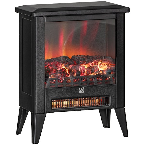 Rootz elektrisk pejs - LED pejs - Varmeovn - Realistisk flamme - Justerbar temperatur - Overophedningsbeskyttelse - 36cm x 21cm x 47cm