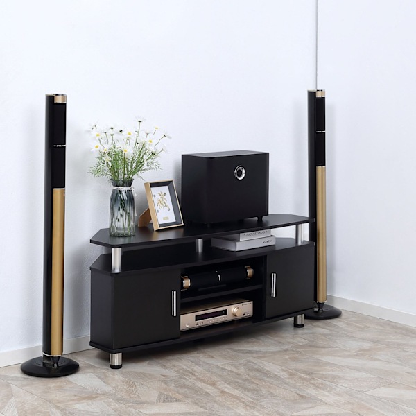 Rootz Contemporary Design TV -penkki - TV -teline - Mediakonsoli - Multi Säilytysvaihtoehdot - 120L x 40W x 52H CM - Musta Chrome