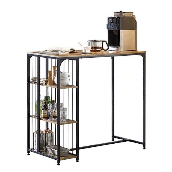 Rootz Modern Bar Bord - Køkkenbord - Spisebord - Industrielt design - Rummelig opbevaring med 3 hylder - Robust metalramme - Ridsefaste gulvbeskyttere