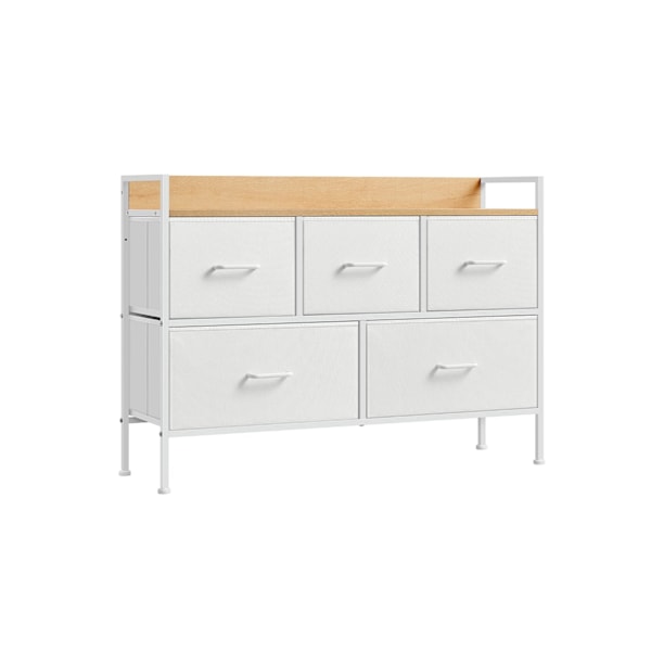 Rootz kommode - Opbevaringsskab - Kommode - Spånplade & MDF - Stålramme - Cloud White - Eg Beige - 29cm x 98,2cm x 70cm