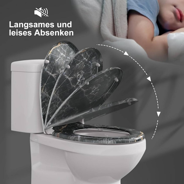 Rootz Soft-Close Toalettsits - Duroplast - Antibakteriell - O-formad - 37,1 cm x 45,5 cm - Snabbinstallation