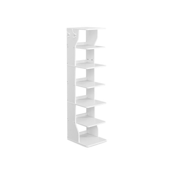 Rootz spånplade skostativ - Hvid skoholder - Opbevaringsstativ - Robust konstruktion - Nem montering - Pladsbesparende - 30 cm x 26,4 cm x 110,4 cm