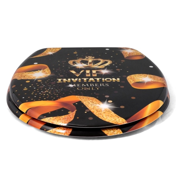 Rootz Toalettsits - Toalettlock - Toalettöverdrag - WC Top - Badrumssits - Loo Shield - Throne Cap - Guld VIP - 18,9x15,4x2,6 tum