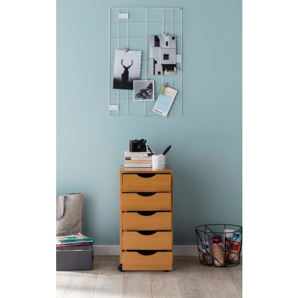 Rootz rullcontainer 33 x 68 x 38 cm MDF trä 5 lådor sonoma - Modern lådcontainer med hjul - Stativcontainer kontorscontainer