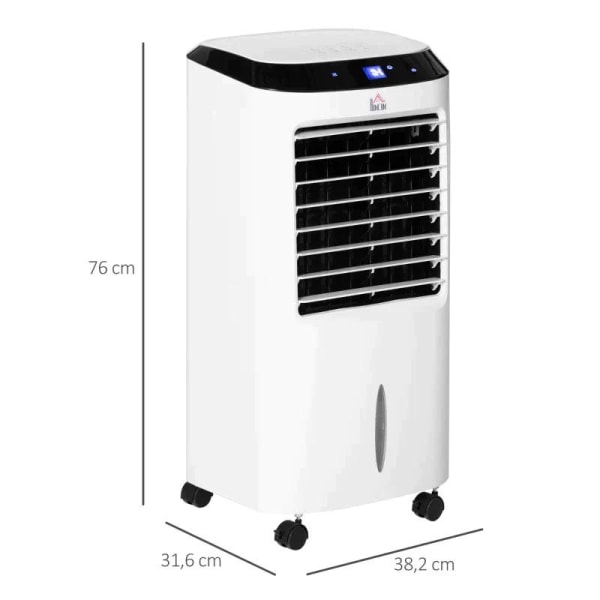 Rootz Air Cooler - Mobil luftkonditionering - Med luftfuktning - Vattenkylande luftkonditionering - 8h Timer Fjärrkontroll - Vit/Svart - 38,2 x 31,6 x