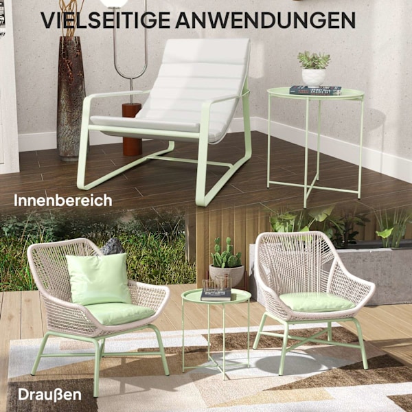 Rootz Round Garden Table - Terrace Table - Steel Exterior Table - Fjernelig bakke - Foldbart design - Ø46 x 50 cm