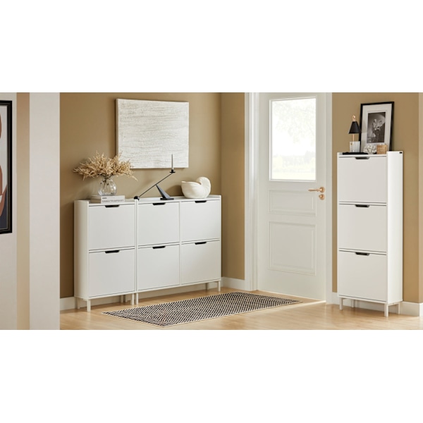 Rootz Skoskab med 2 klapper - Skovipper - Skokommode - Pladsbesparende design - Alsidig opbevaring - Forbedret stabilitet - Hvid - 50 cm x 91 cm x 19
