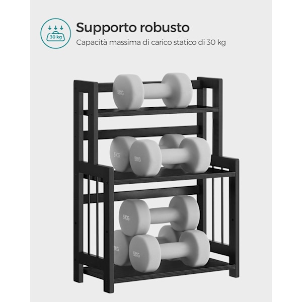 Rootz Kryddställ - Köksarrangör - Bambuförvaring - MDF-skåp - 18cm x 41cm x 53cm - Ebenholtssvart - Lätt 2,6 kg