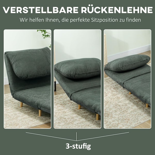 Rootz 2 -i -1 sovende lænestol gæst seng - konvertibel sofa - foldningsseng - justerbar komfort - 82 cm x 89 cm x 83 cm - grøn
