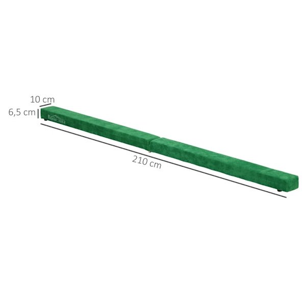 Rootz Foldegymnastik Balancebjælke - Træningsbjælke - Ruskindsbetræk - Skridsikre fødder - Hængsler i rustfrit stål - Fyrretræ - 210 cm x 10 cm x 6,5