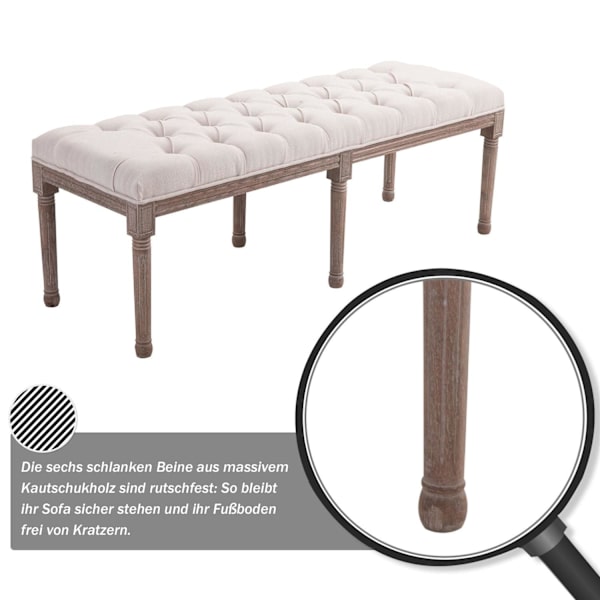 Rootz polstret sofa - beige, naturlig - skum, hør, træ - 55,91 cm x 18,5 cm x 20,08 cm