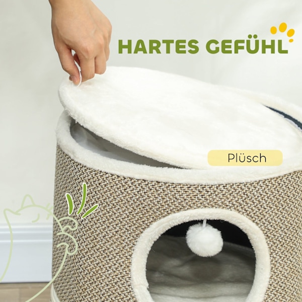 Rootz Cat Tower 3 Tier - Cat House - Condo - Plush Comfort - Ø40 X 56H CM - Brown