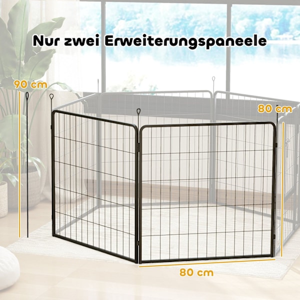 Rootz 2 Set Puppy -kotelon laajennus - Koira -aitapaneelit - PET -leikkikenttä - Vahva teräs - taitettu säilytys - 80 cm x 80 cm x 3cm