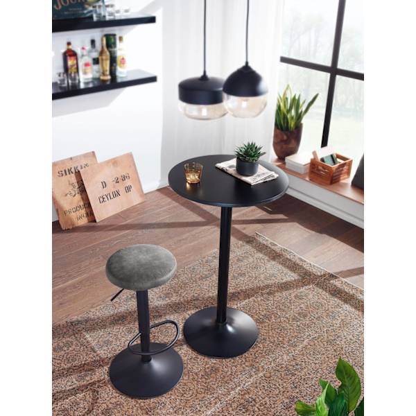 Rootz barpall grå mockapall utan ryggstöd 58 - 79 cm - Kökspallstyg - metall 100kg - Design barstol motpall roterande bistropall