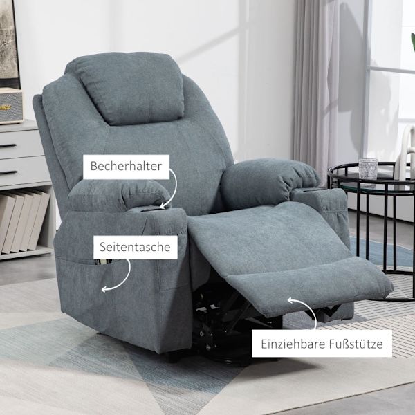 Rootz Massagestol - TV-lænestol - Hvilestol - Ultimativ komfort - Ubesværet stå-op Assistance - Kan tilpasses tilbagelænet - 90L x 101W x 107H cm - Po