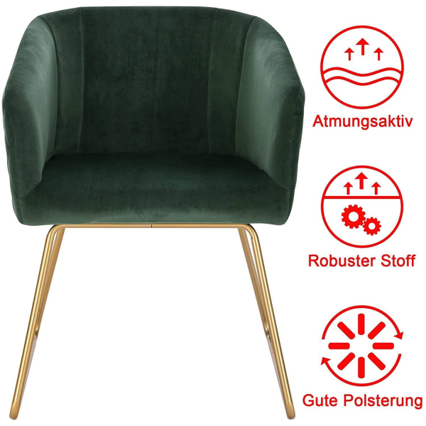 Rootz Velvet Dining Chair - Elegant Stol - Bekväma sittplatser - Ergonomisk design - Snygg & mångsidig - Hållbar konstruktion - 43cm x 41cm x 76,5cm