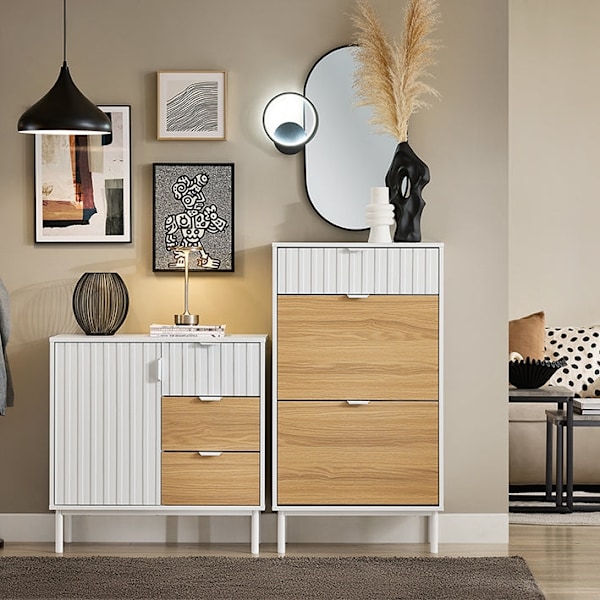 Rootz Shoe Storage -kaappi - kenkäjärjestäjä - jalkineiden hyllyt - MDF- ja metallivakaus - 60x110x35cm