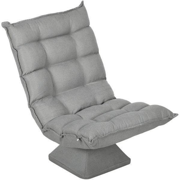 Rootz Fåtölj - Lässtol - Vridbar - Sittdyna - Golvsoffa - Linneimitation - Sammetslook - Ljusgrå - 62 cm x 70 cm x 95 cm