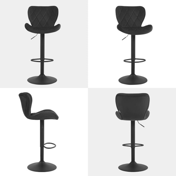 Rootz Velvet Barstol - Drejestol - Justerbar højde - 360° drejelig - Ergonomisk design - Mørkegrå/sort - 47cm x (89-109,5cm) x 54cm